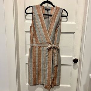 Lafayette 148 New York Oaklyn Lombardy Linen Striped Romper Wrap